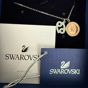 Swarovski Rose Gold and Silver Dual Pendant Necklace with Crystals